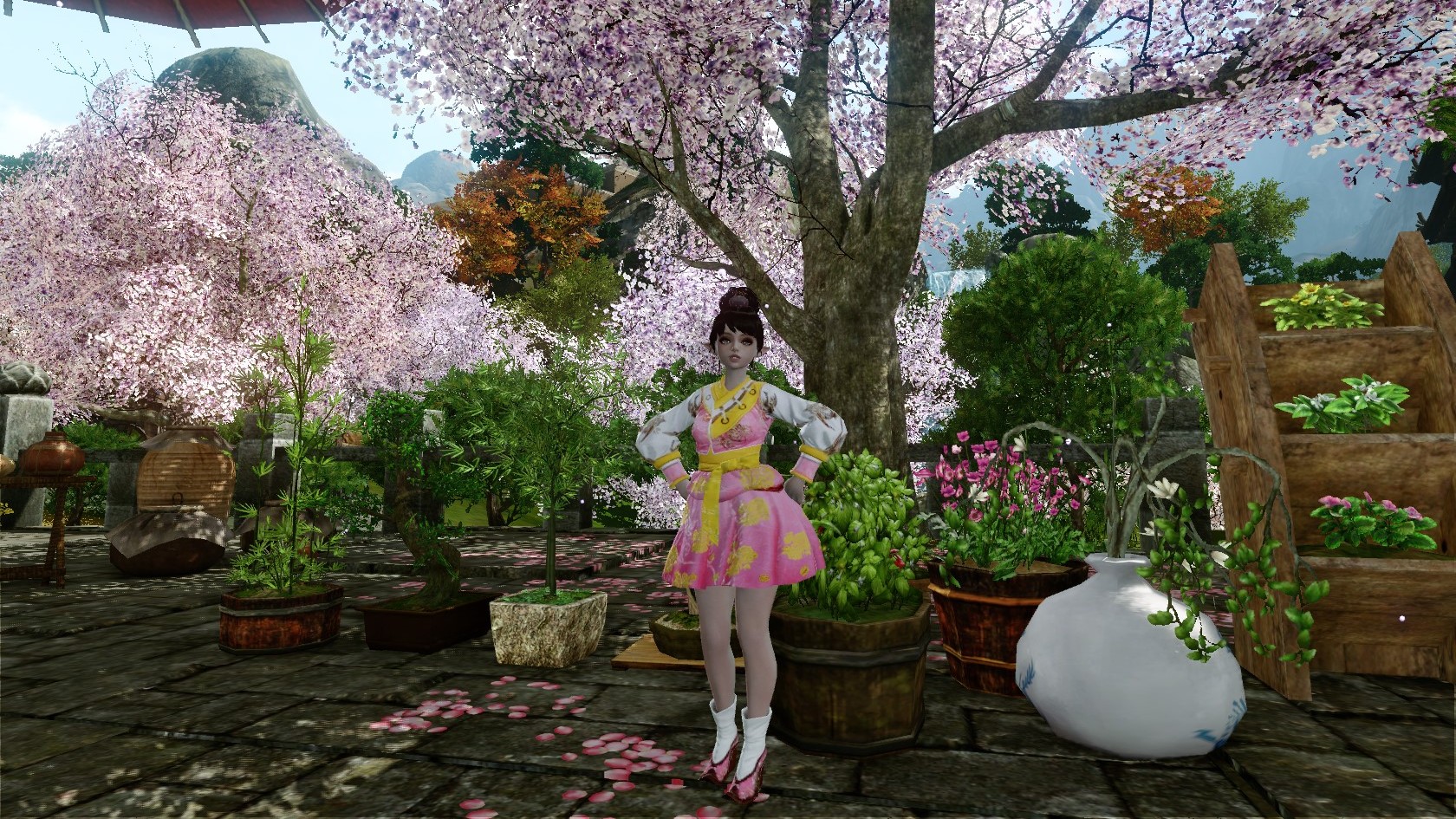 Дизайн ханбока «Цветущая хризантема»