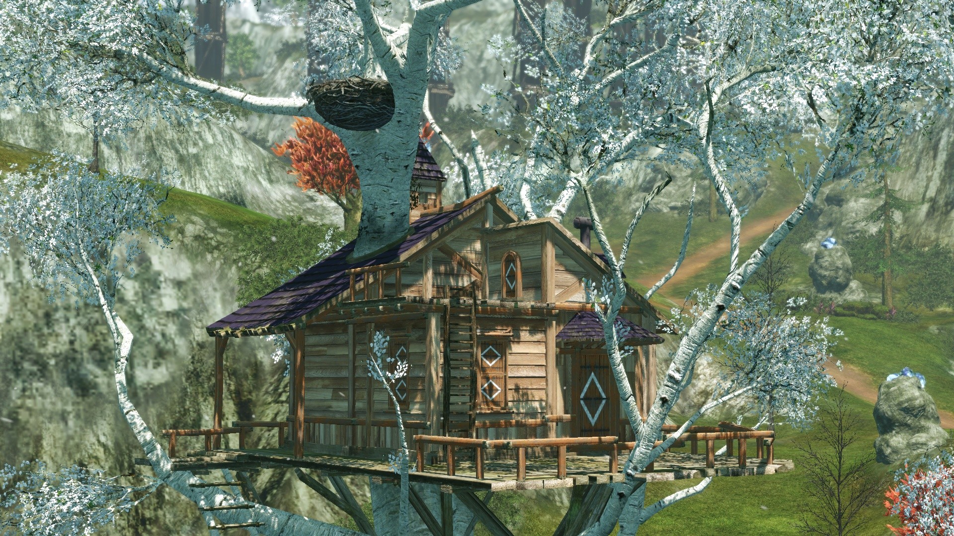 Верхний ярус дома на белой осине